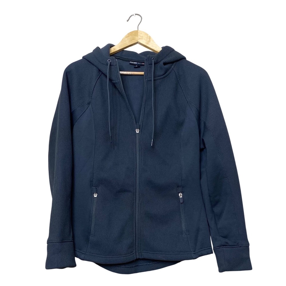 Swiss Tech Womens Full Zip Fleece Lined Ribbed Hoodie Jacket Greystone STOL47395